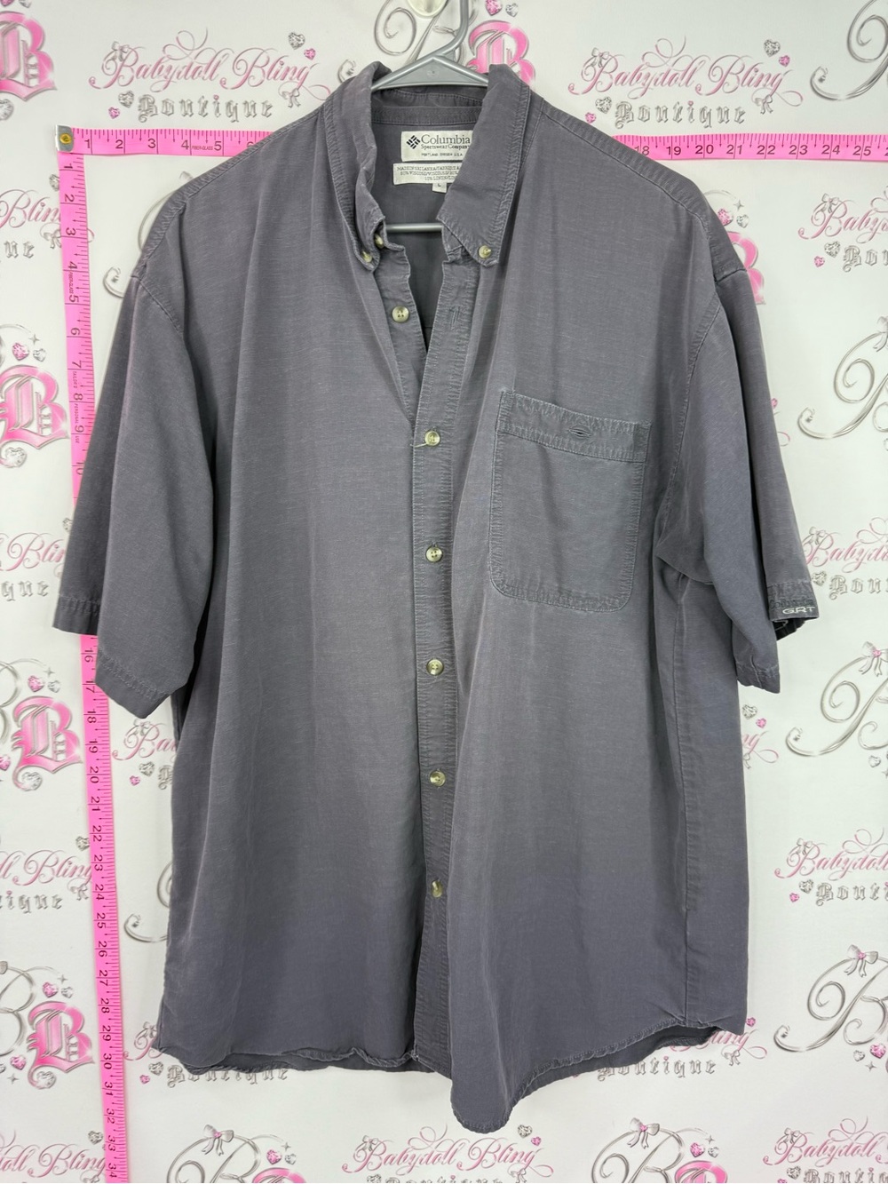 Columbia GRT shirt Men's Short-Sleeve Button-Down Shirt — Washed linen grey